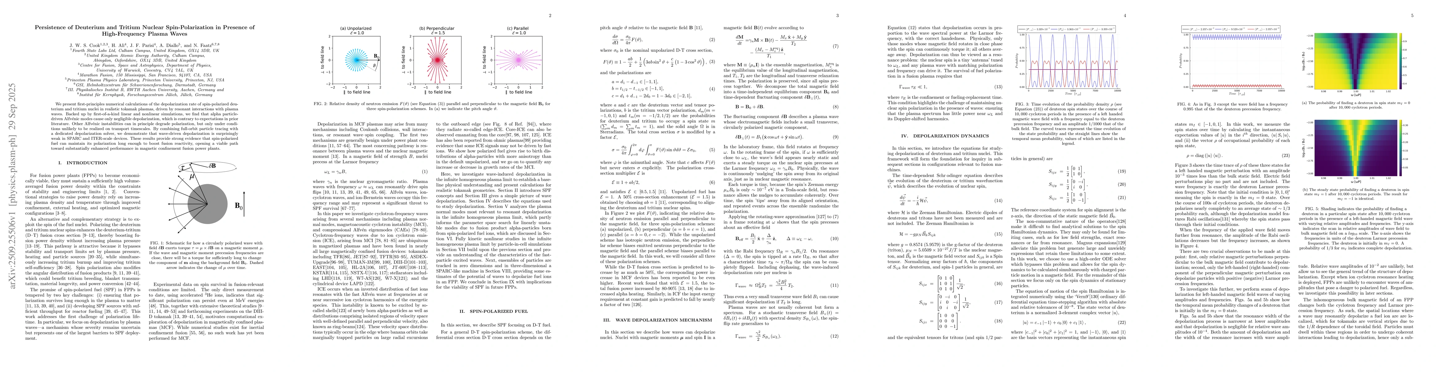 Thumbnail for Persistence of Deuterium and Tritium Nuclear Spin-Polarization in
  Presence of High-Frequency Plasma Waves