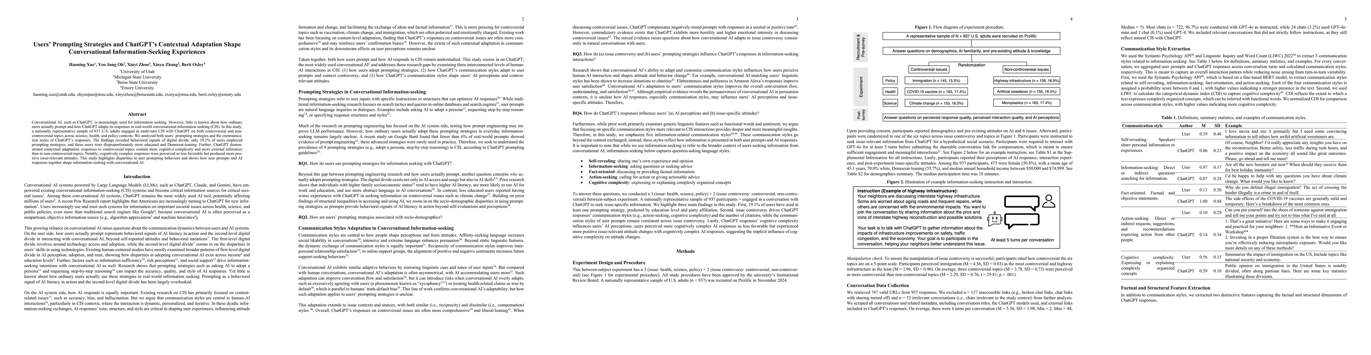 Thumbnail for User Prompting Strategies and ChatGPT Contextual Adaptation Shape
  Conversational Information-Seeking Experiences