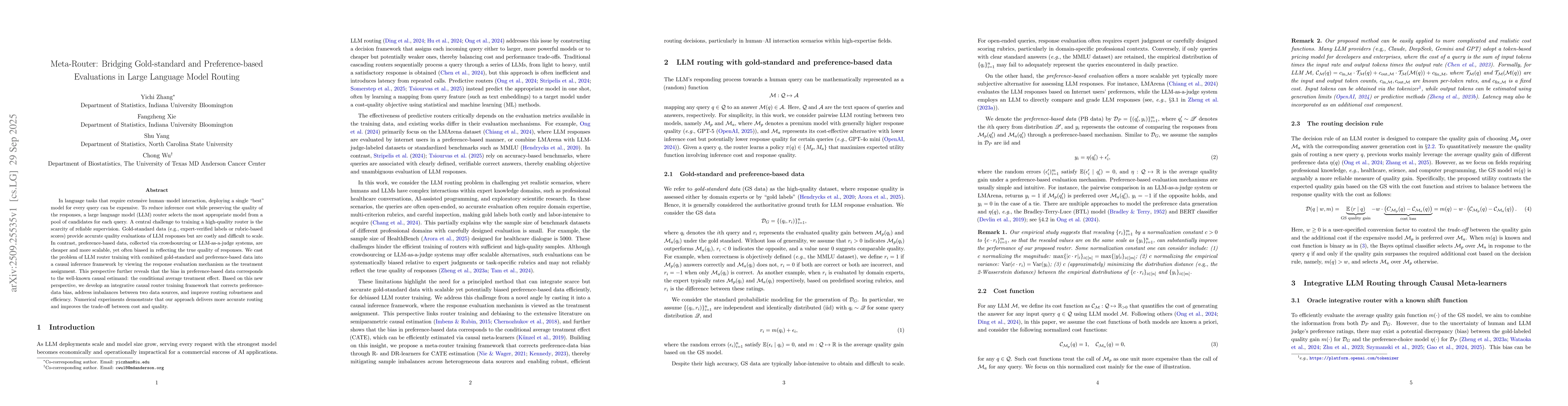 Thumbnail for Meta-Router: Bridging Gold-standard and Preference-based Evaluations in
  Large Language Model Routing