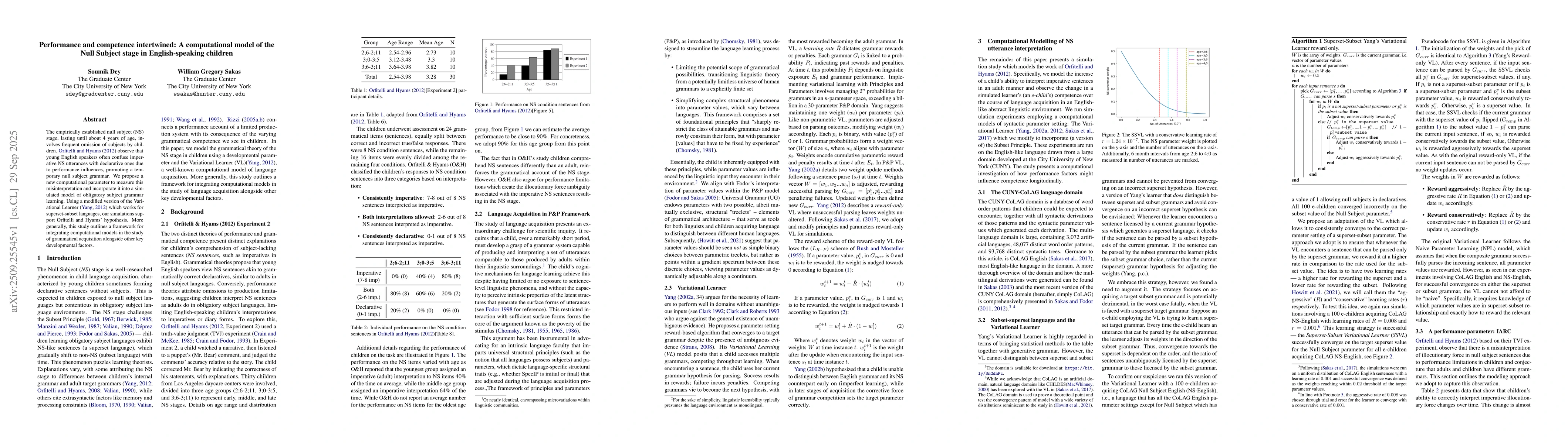 Thumbnail for Performance and competence intertwined: A computational model of the
  Null Subject stage in English-speaking children
