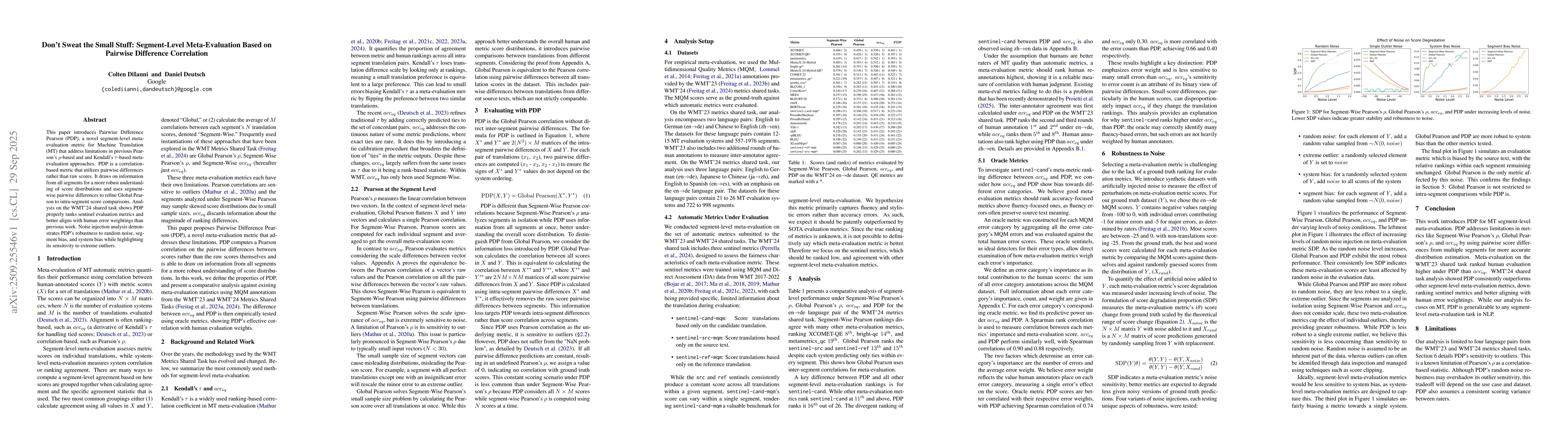 Thumbnail for Don't Sweat the Small Stuff: Segment-Level Meta-Evaluation Based on
  Pairwise Difference Correlation