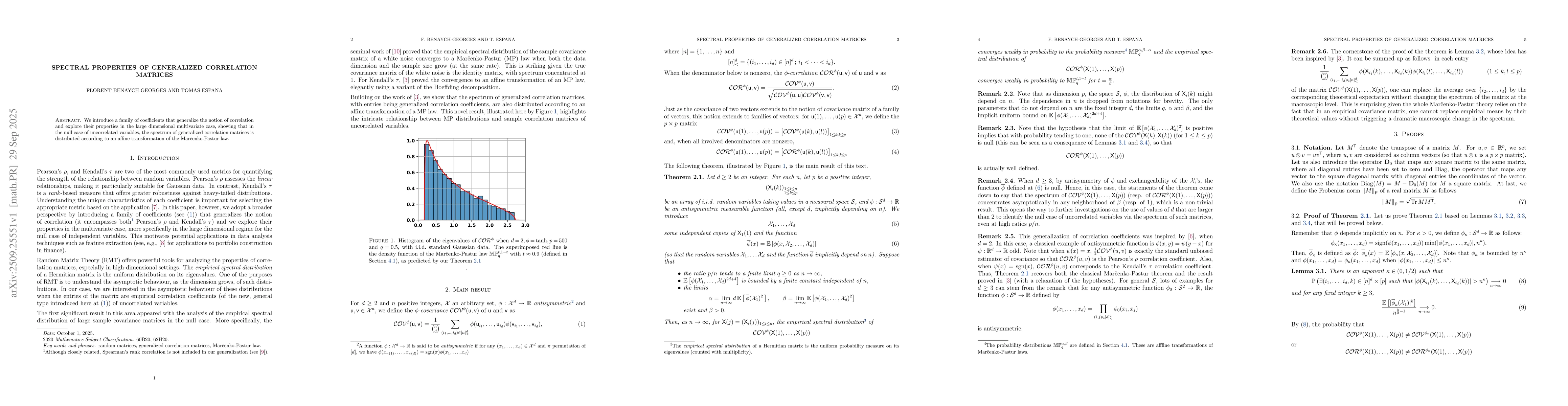 Thumbnail for Spectral Properties of Generalized Correlation Matrices