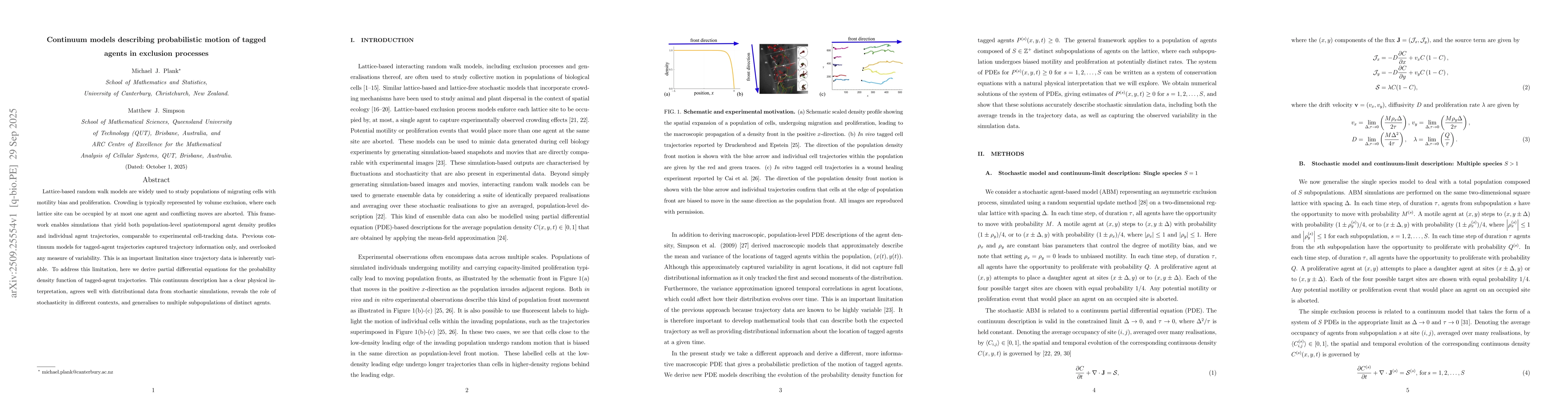Thumbnail for Continuum models describing probabilistic motion of tagged agents in
  exclusion processes