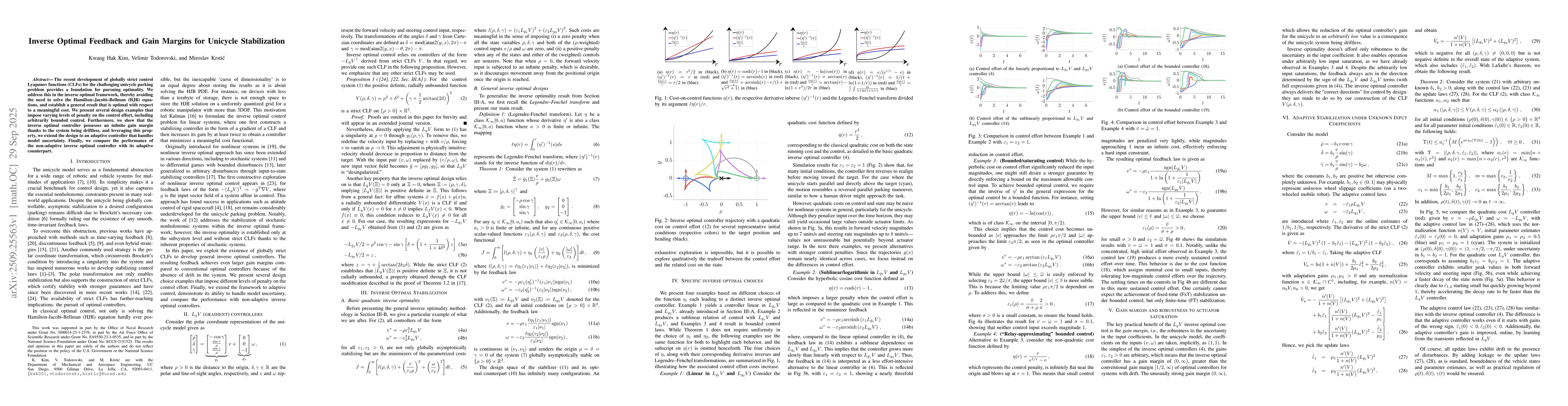 Thumbnail for Inverse Optimal Feedback and Gain Margins for Unicycle Stabilization