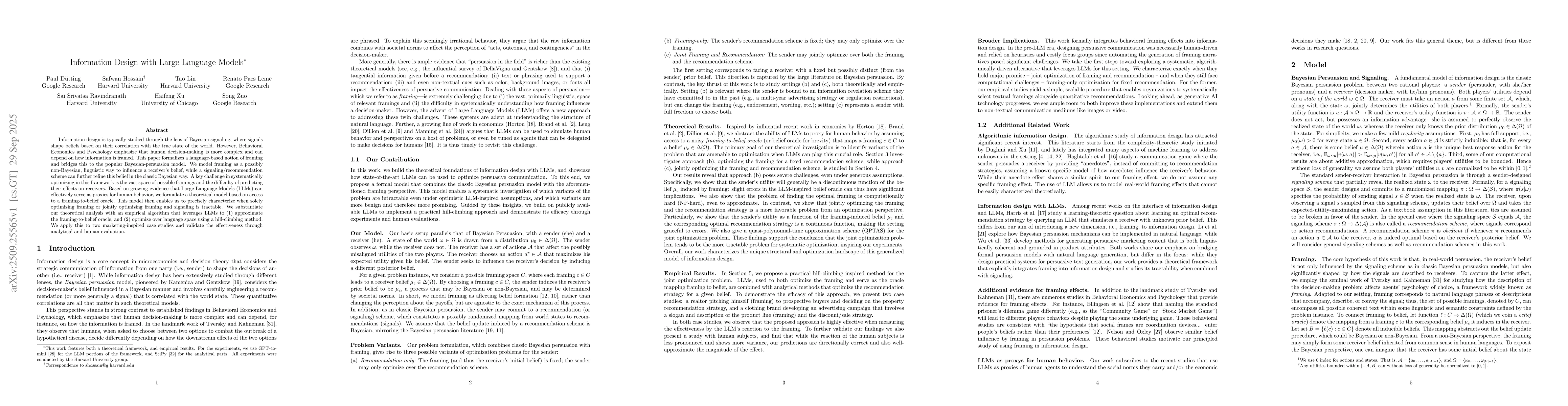 Thumbnail for Information Design With Large Language Models