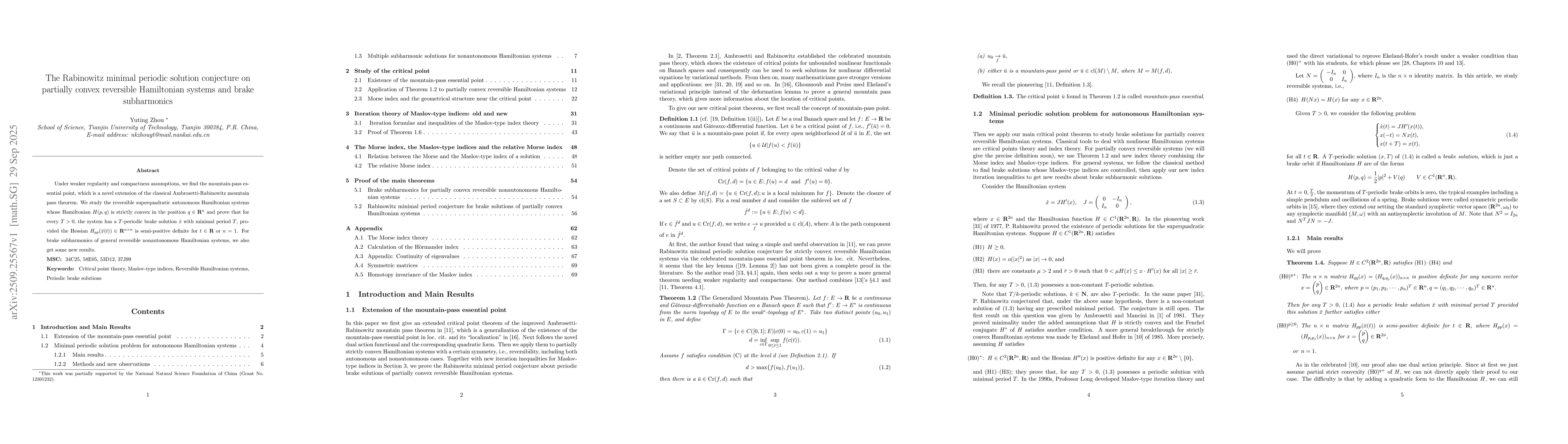 Thumbnail for The Rabinowitz minimal periodic solution conjecture on partially convex
  reversible Hamiltonian systems and brake subharmonics