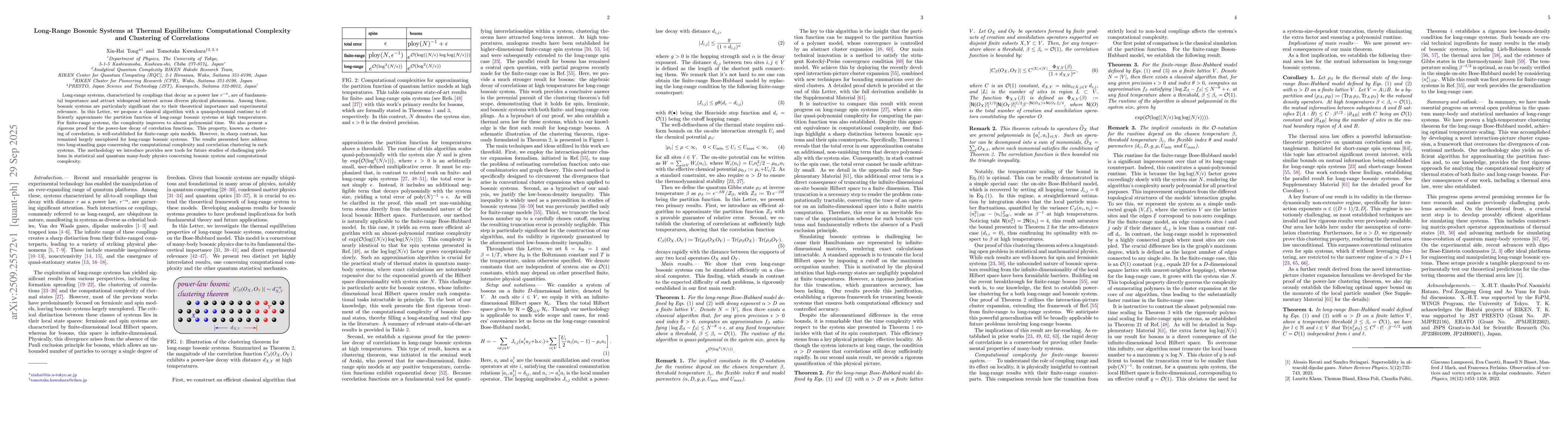 Thumbnail for Long-Range Bosonic Systems at Thermal Equilibrium: Computational
  Complexity and Clustering of Correlations