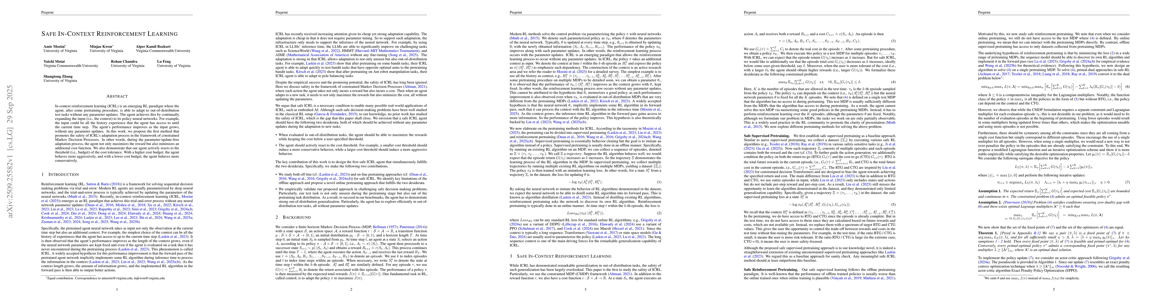 Thumbnail for Safe In-Context Reinforcement Learning
