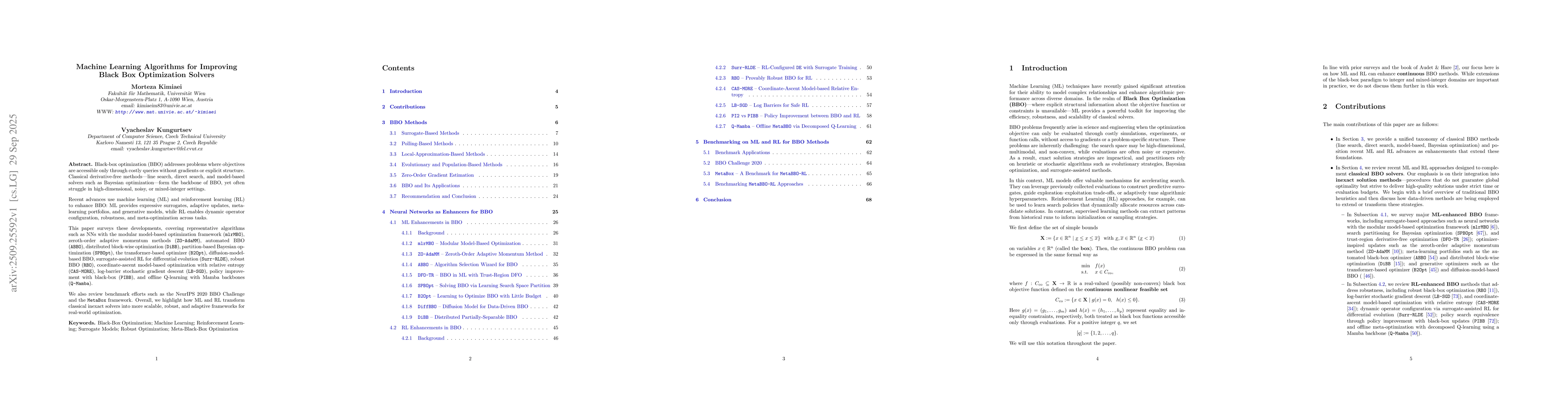 Thumbnail for Machine Learning Algorithms for Improving Black Box Optimization Solvers