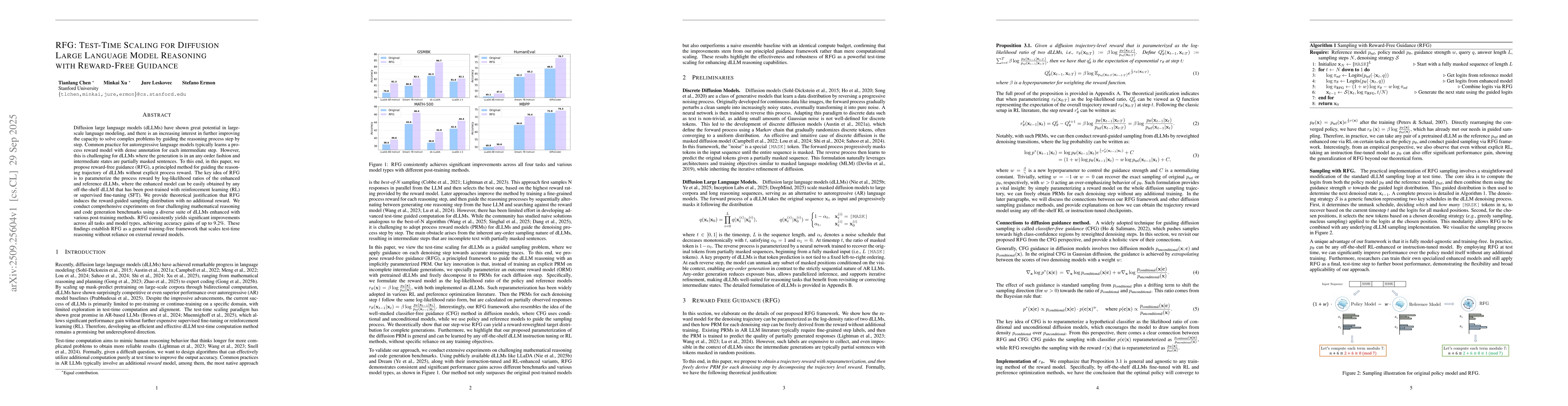 Thumbnail for RFG: Test-Time Scaling for Diffusion Large Language Model Reasoning with
  Reward-Free Guidance