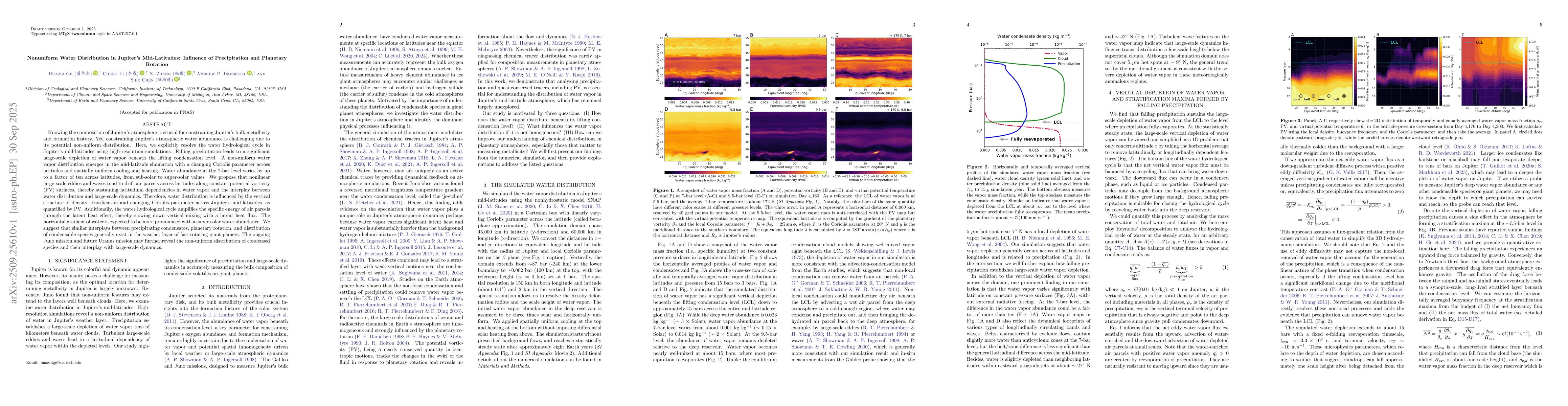 Thumbnail for Nonuniform Water Distribution in Jupiter's Mid Latitudes: Influence of
  Precipitation and Planetary Rotation