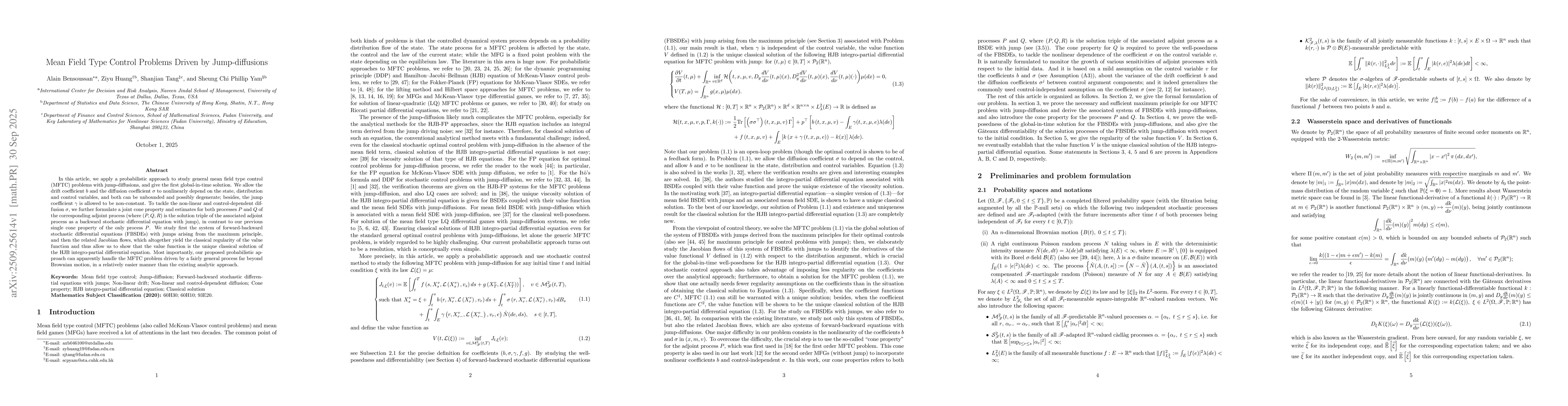 Thumbnail for Mean Field Type Control Problems Driven by Jump-diffusions