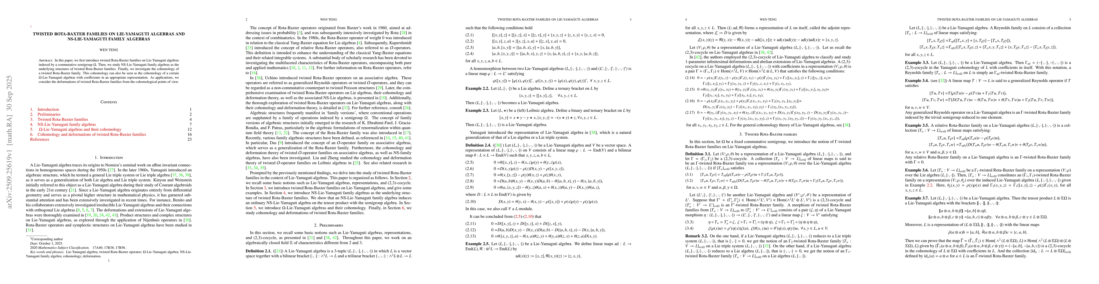 Thumbnail for Twisted Rota-Baxter families on Lie-Yamaguti algebras and
  NS-Lie-Yamaguti family algebras