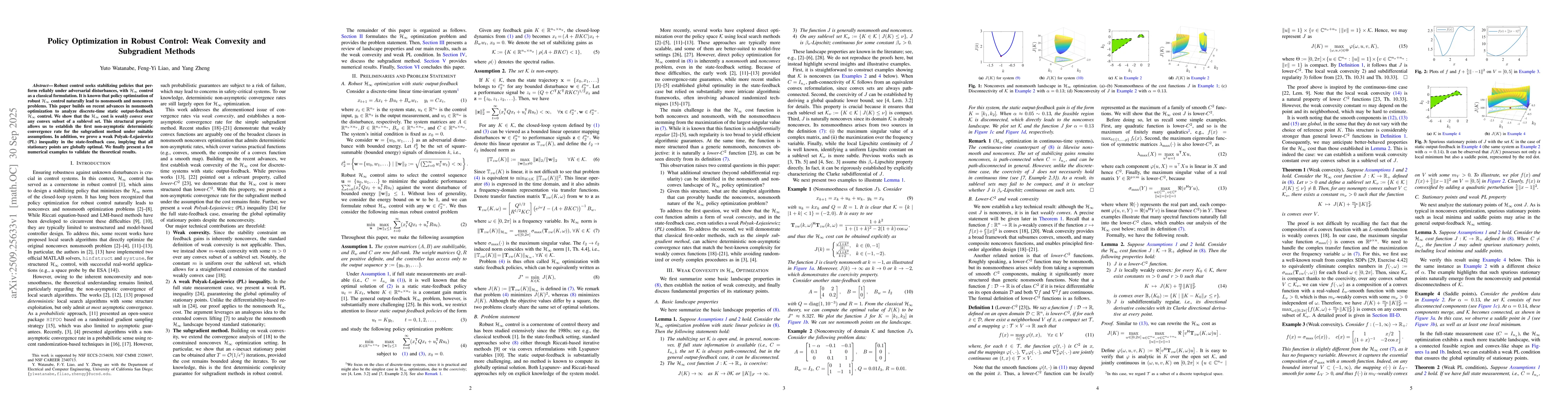 Thumbnail for Policy Optimization in Robust Control: Weak Convexity and Subgradient
  Methods