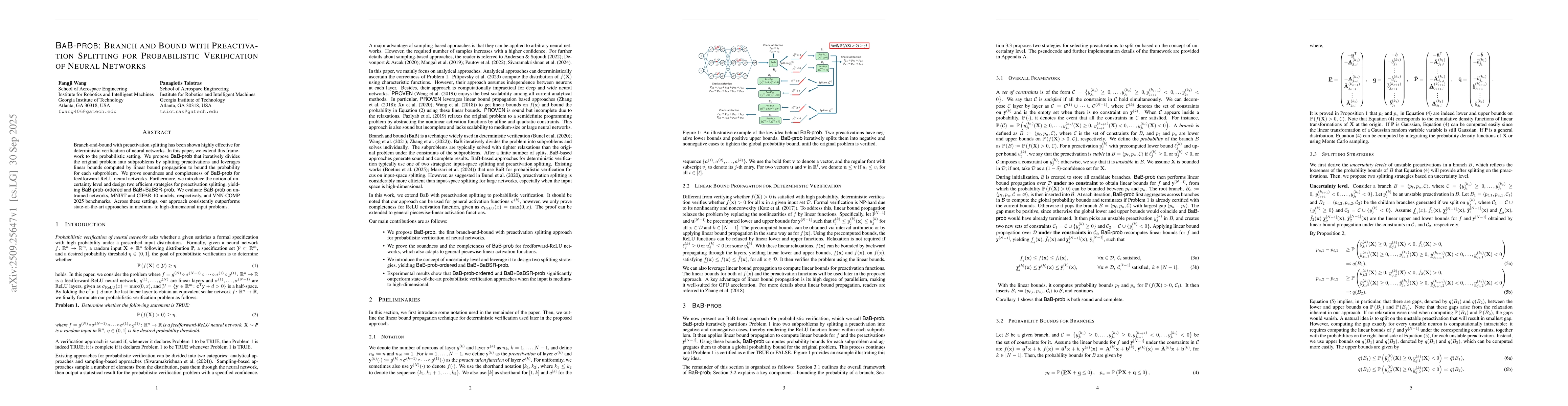 Thumbnail for BaB-prob: Branch and Bound with Preactivation Splitting for
  Probabilistic Verification of Neural Networks
