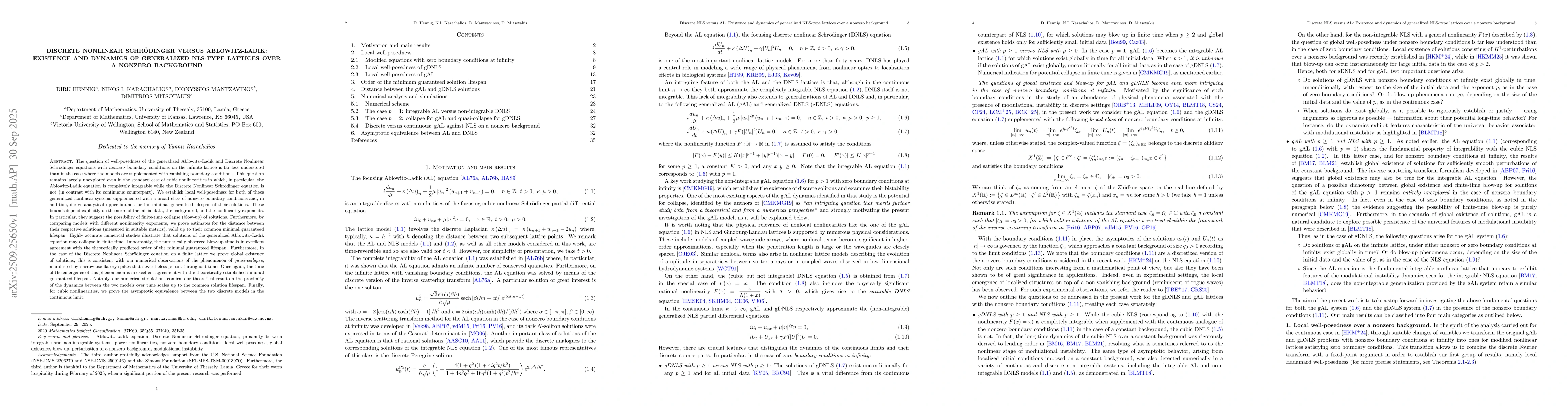 Thumbnail for Discrete Nonlinear Schrödinger versus Ablowitz-Ladik: Existence and
  dynamics of generalized NLS-type lattices over a nonzero background