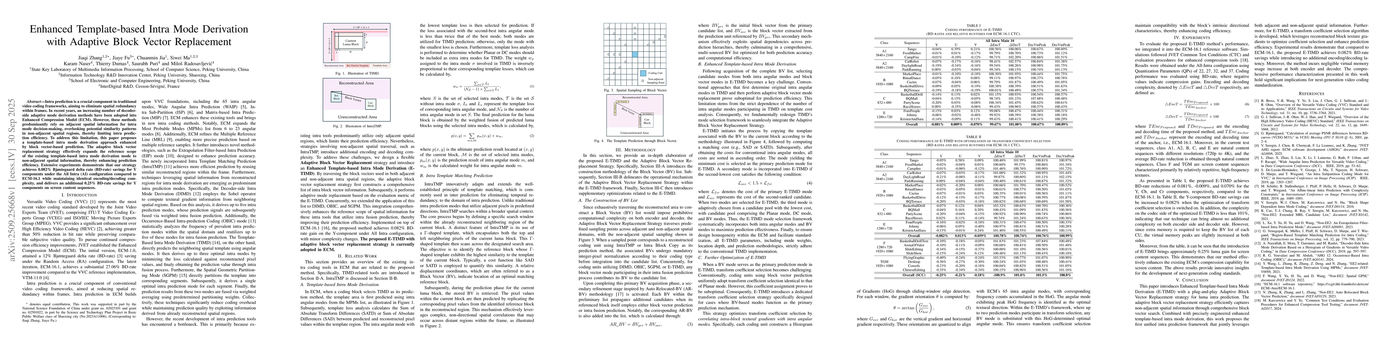 Thumbnail for Enhanced Template-based Intra Mode Derivation with Adaptive Block Vector
  Replacement