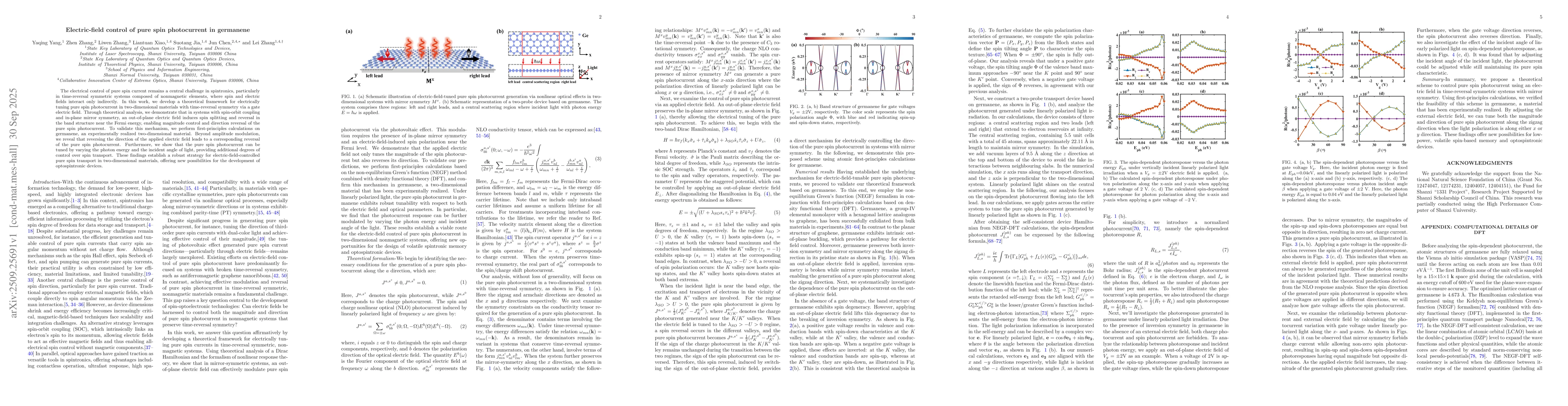 Thumbnail for Electric-field control of pure spin photocurrent in germanene
