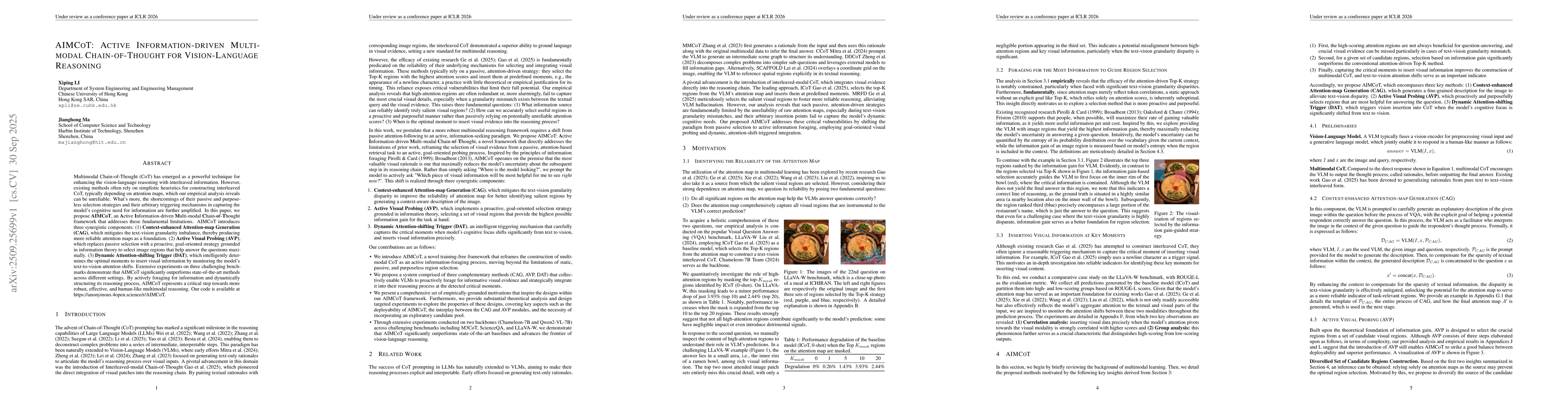 Thumbnail for AIMCoT: Active Information-driven Multimodal Chain-of-Thought for
  Vision-Language Reasoning