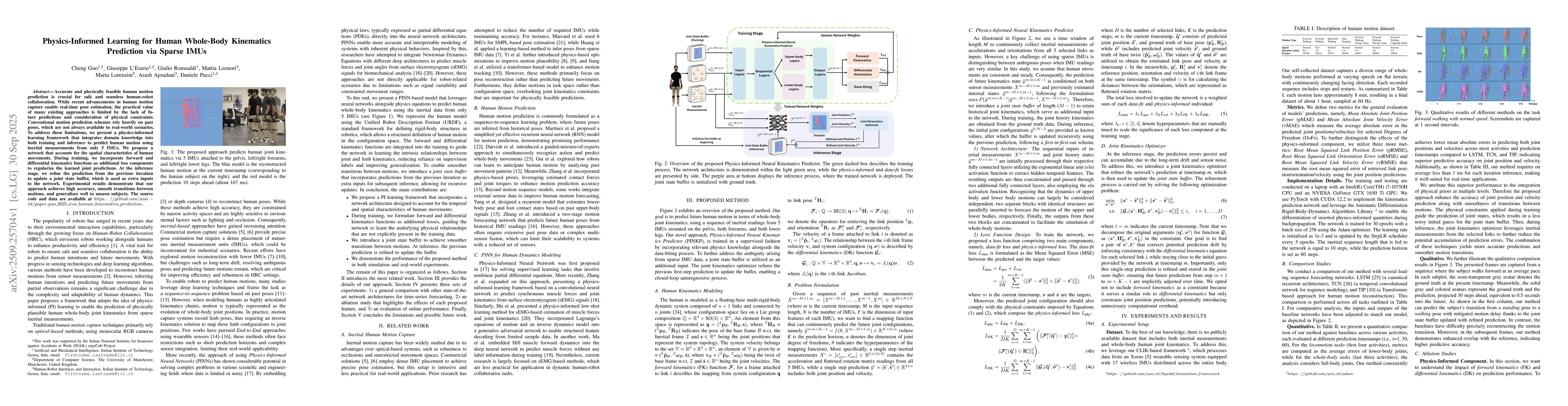 Thumbnail for Physics-Informed Learning for Human Whole-Body Kinematics Prediction via
  Sparse IMUs