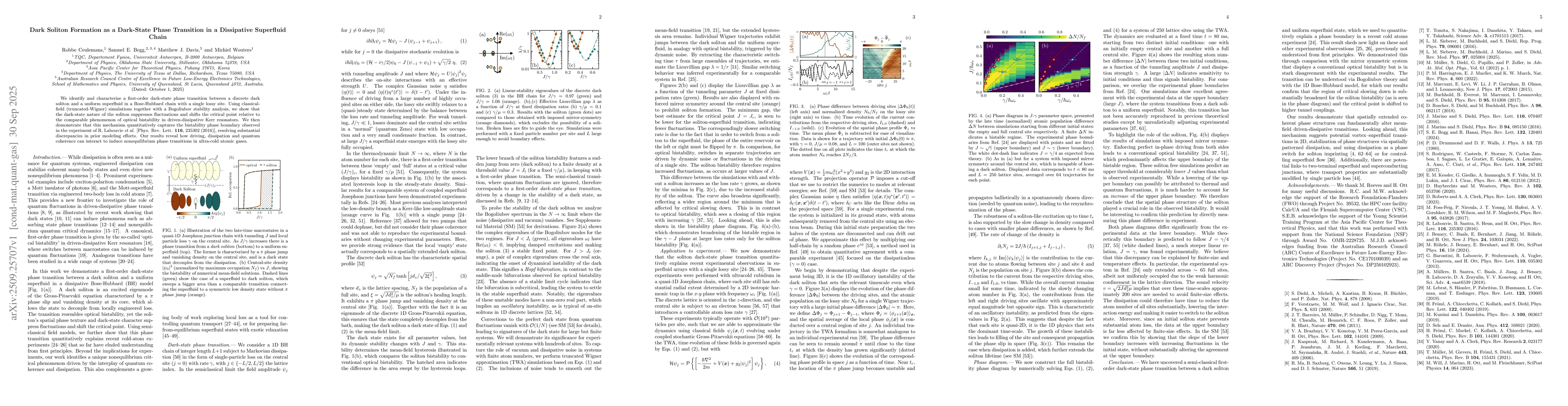 Thumbnail for Dark Soliton Formation as a Dark-State Phase Transition in a Dissipative
  Superfluid Chain