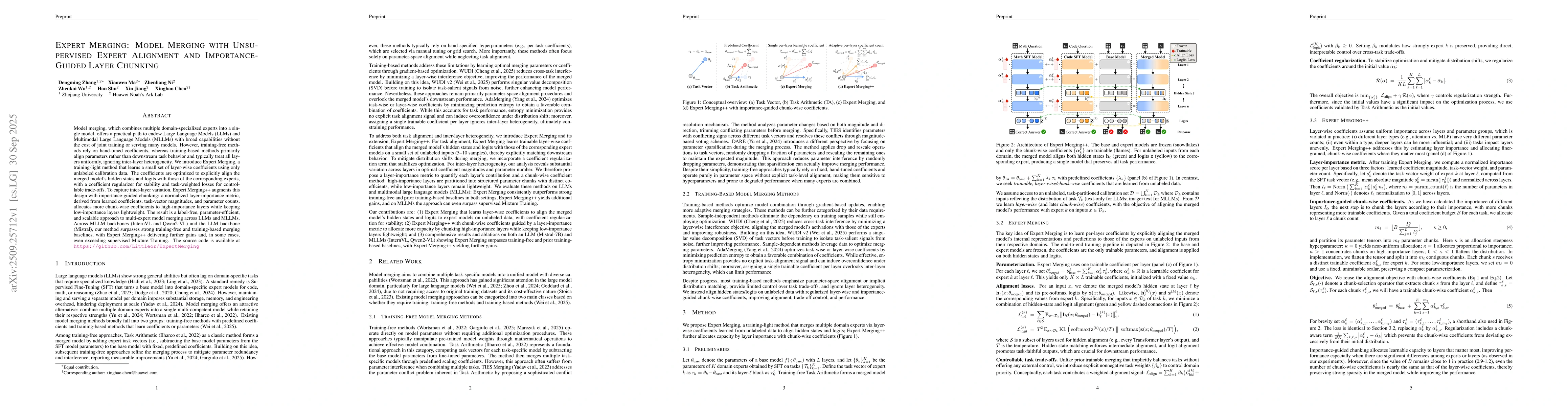 Thumbnail for Expert Merging: Model Merging with Unsupervised Expert Alignment and
  Importance-Guided Layer Chunking