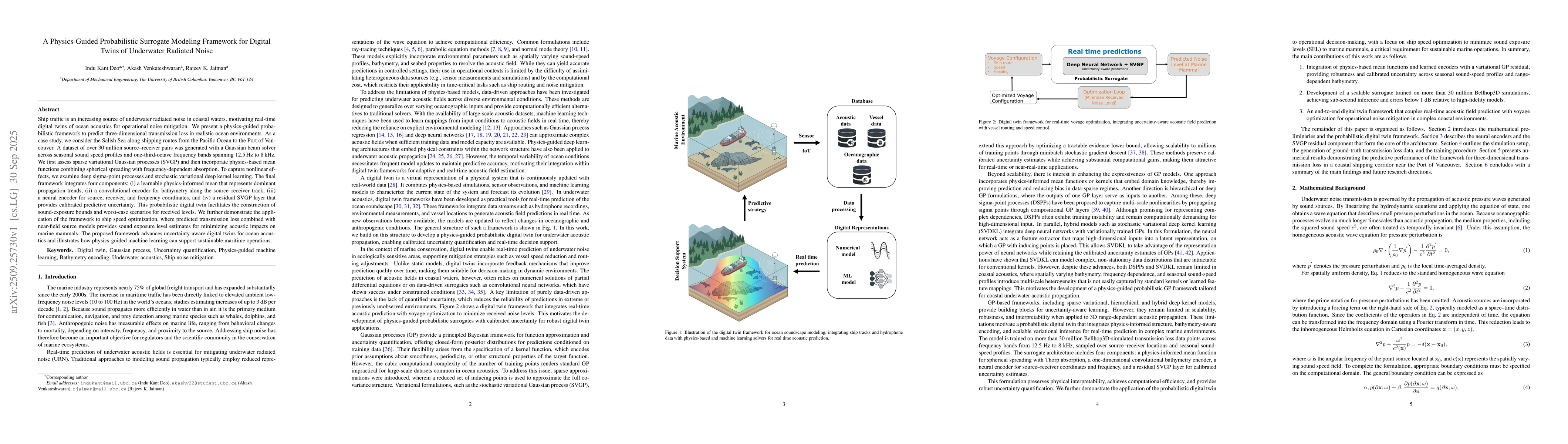 Thumbnail for A Physics-Guided Probabilistic Surrogate Modeling Framework for Digital
  Twins of Underwater Radiated Noise