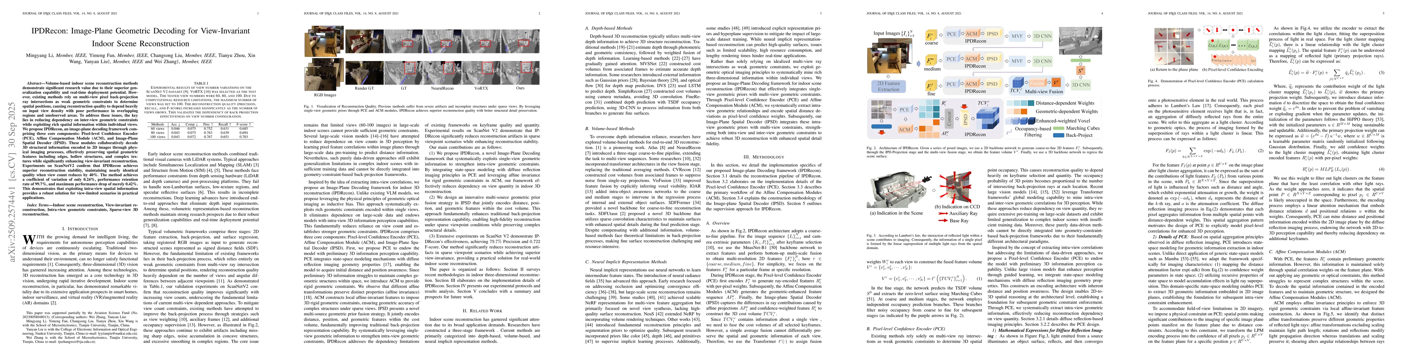 Thumbnail for IPDRecon: Image-Plane Geometric Decoding for View-Invariant Indoor Scene
  Reconstruction