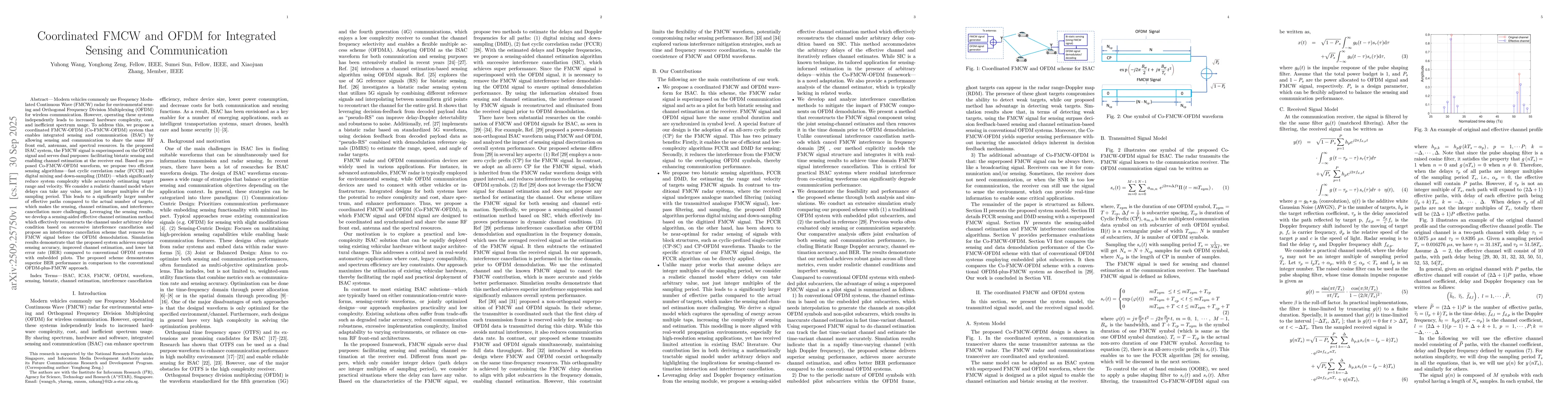 Thumbnail for Coordinated FMCW and OFDM for Integrated Sensing and Communication