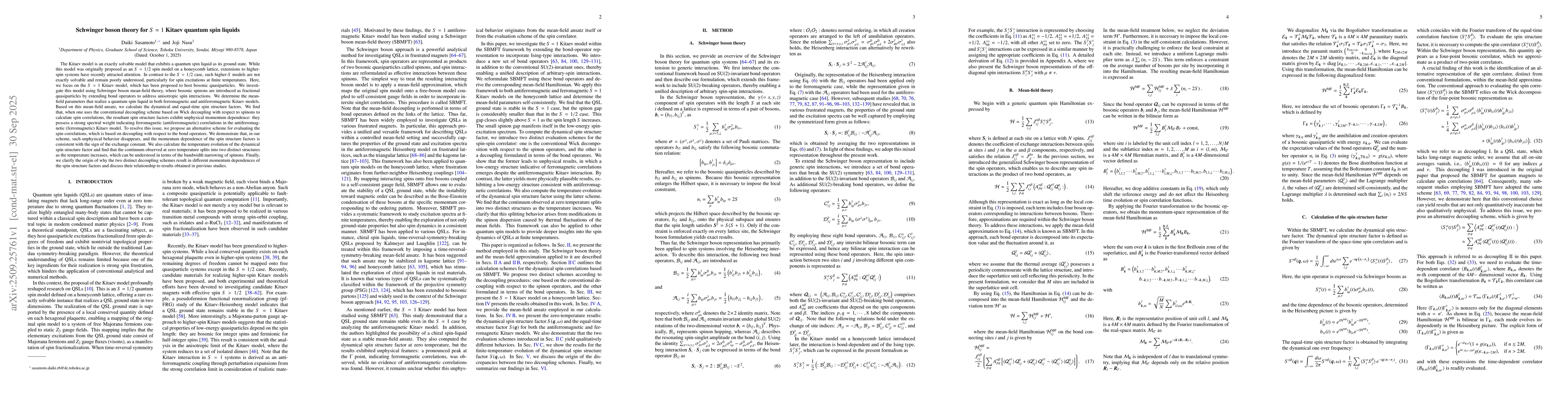 Thumbnail for Schwinger boson theory for $S=1$ Kitaev quantum spin liquids
