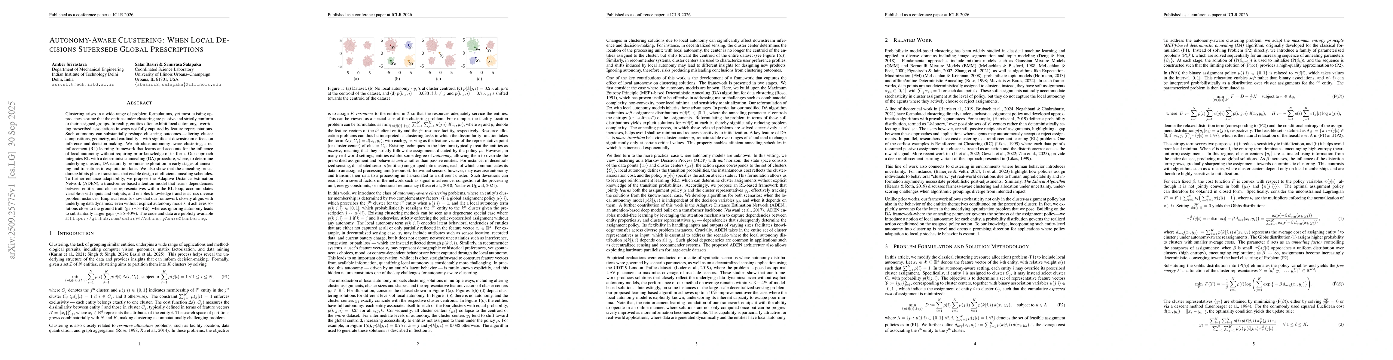 Thumbnail for Autonomy-Aware Clustering: When Local Decisions Supersede Global
  Prescriptions