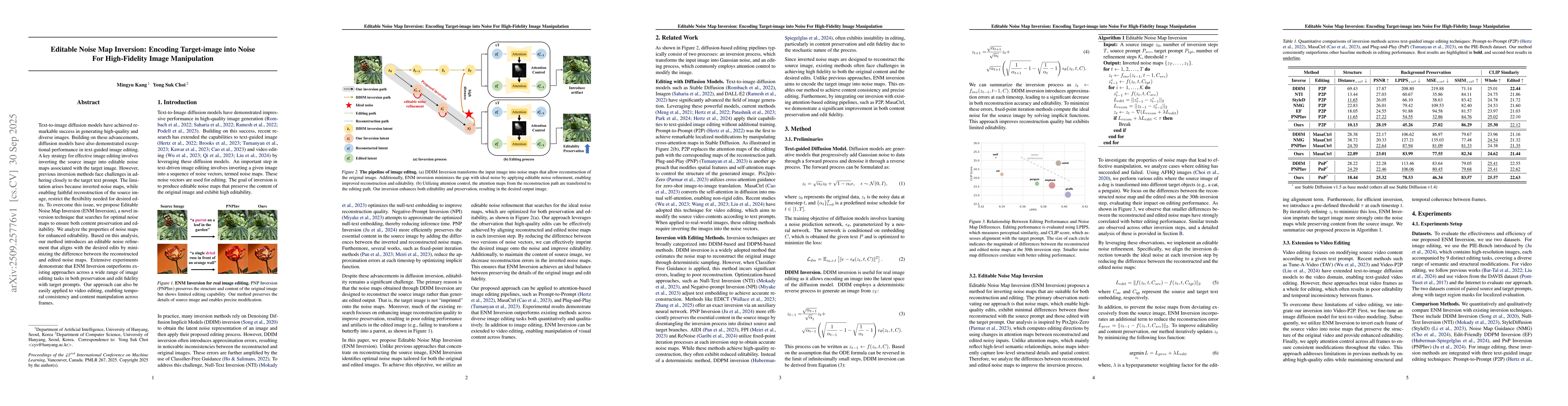 Thumbnail for Editable Noise Map Inversion: Encoding Target-image into Noise For
  High-Fidelity Image Manipulation