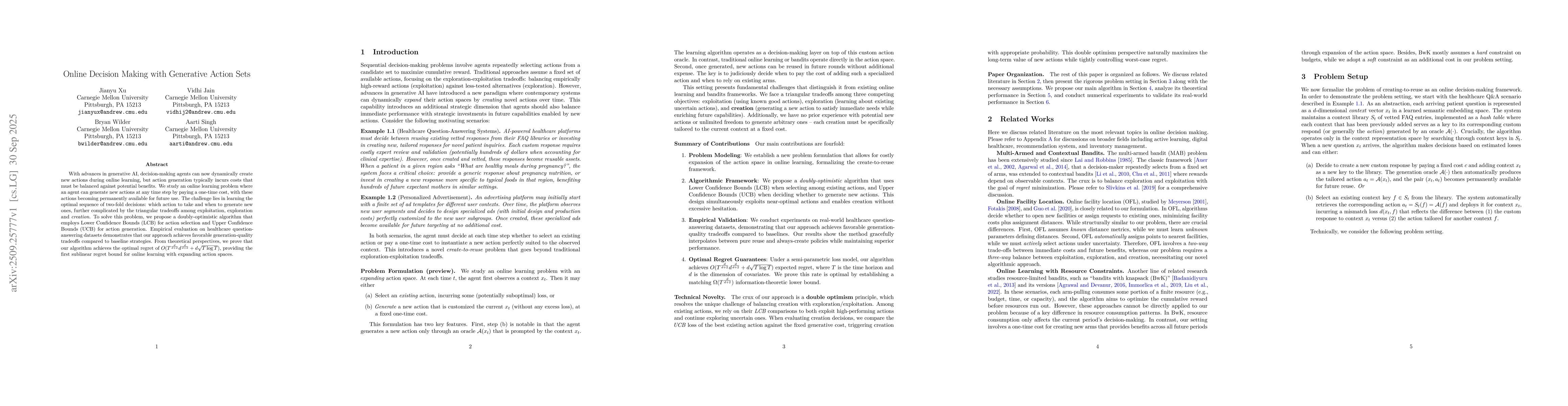 Thumbnail for Online Decision Making with Generative Action Sets
