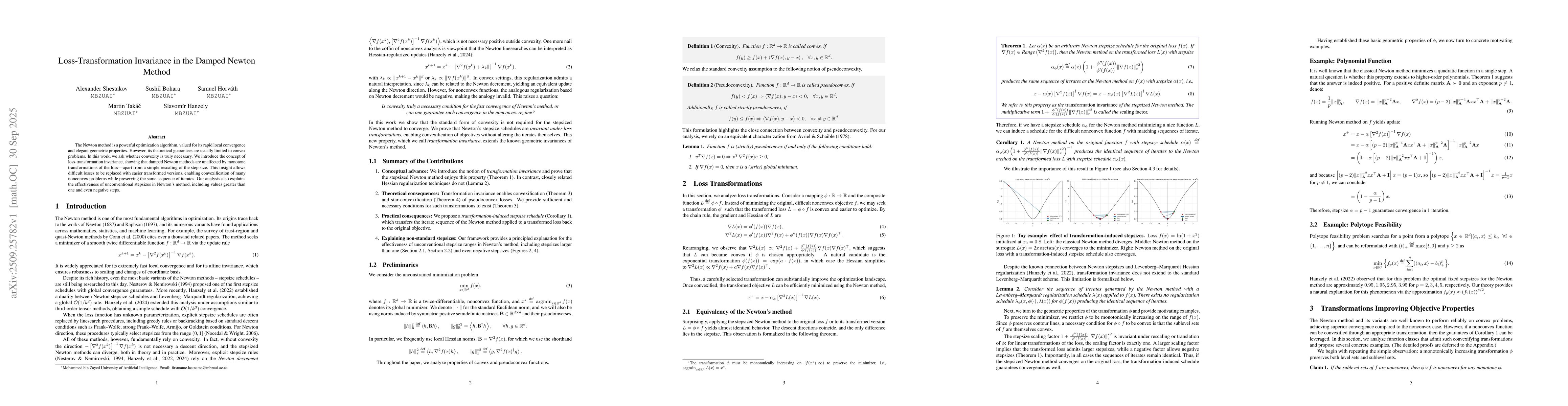 Thumbnail for Loss-Transformation Invariance in the Damped Newton Method