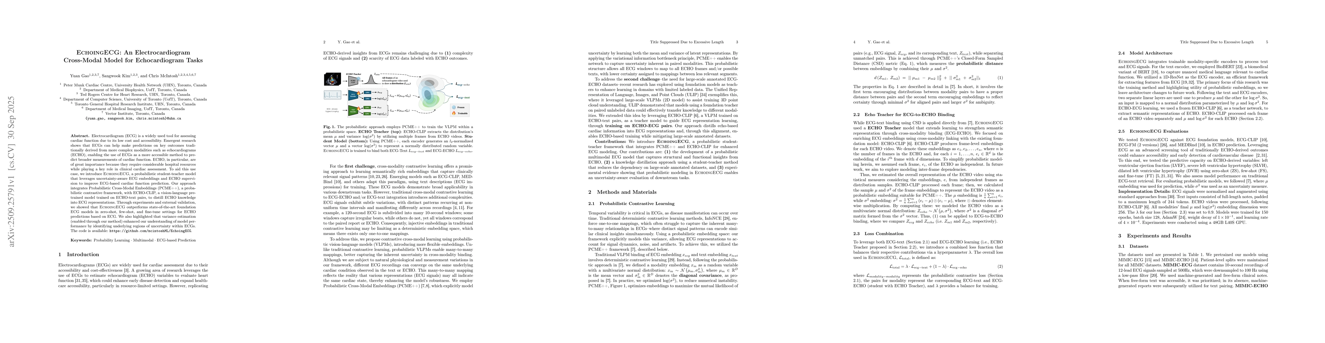 Thumbnail for EchoingECG: An Electrocardiogram Cross-Modal Model for Echocardiogram
  Tasks