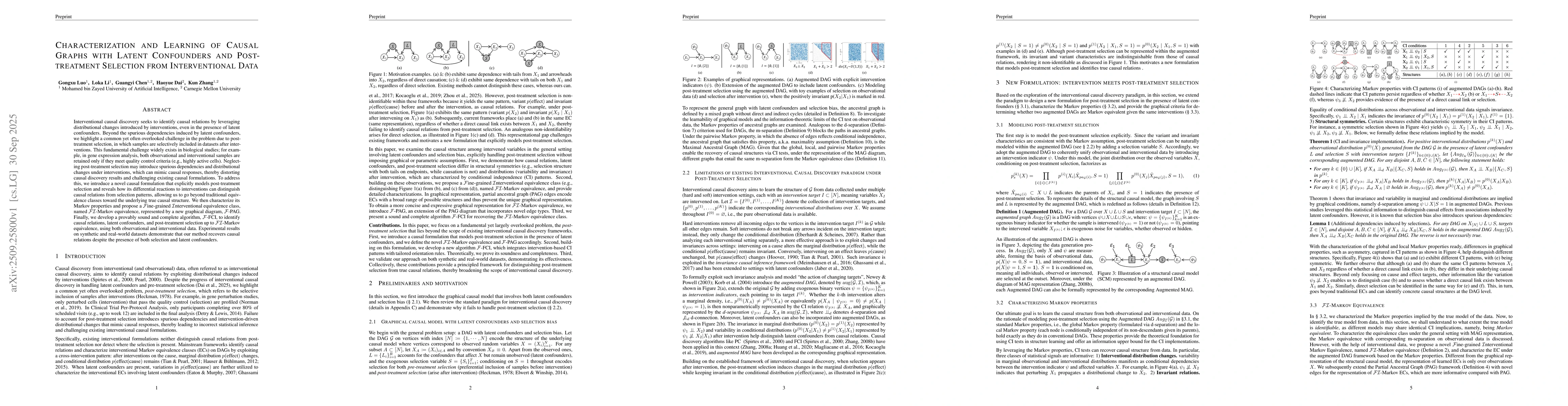 Thumbnail for Characterization and Learning of Causal Graphs with Latent Confounders
  and Post-treatment Selection from Interventional Data