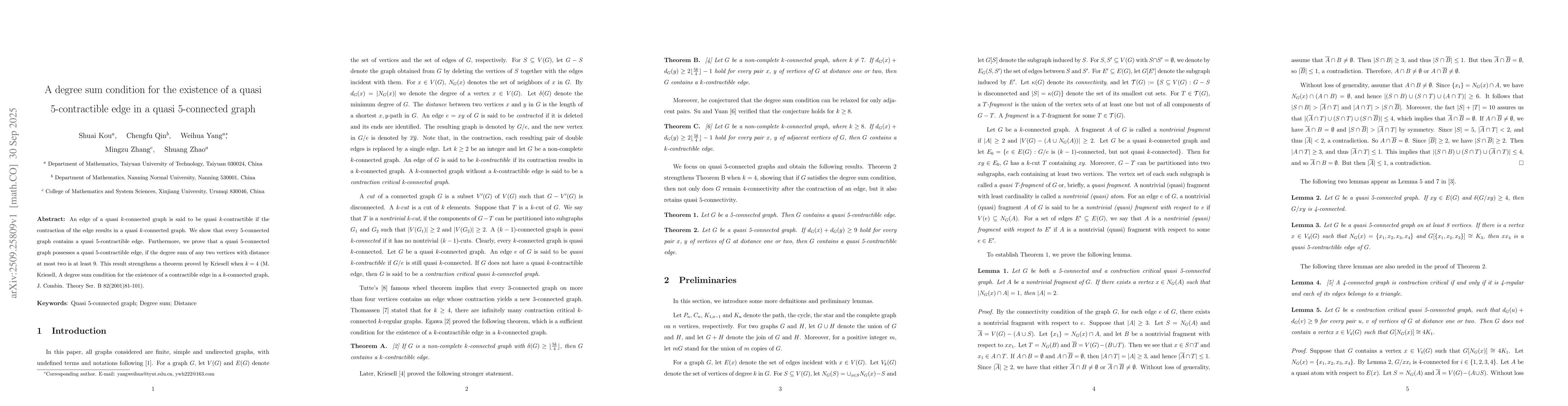 Thumbnail for A degree sum condition for the existence of a quasi 5-contractible edge
  in a quasi 5-connected graph