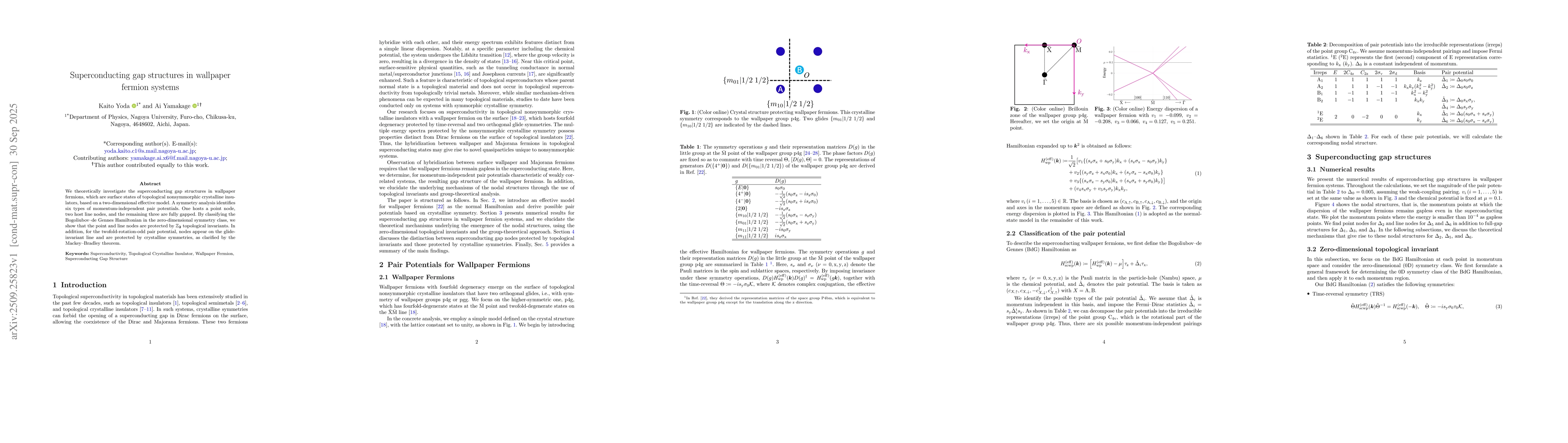 Thumbnail for Superconducting gap structures in wallpaper fermion systems