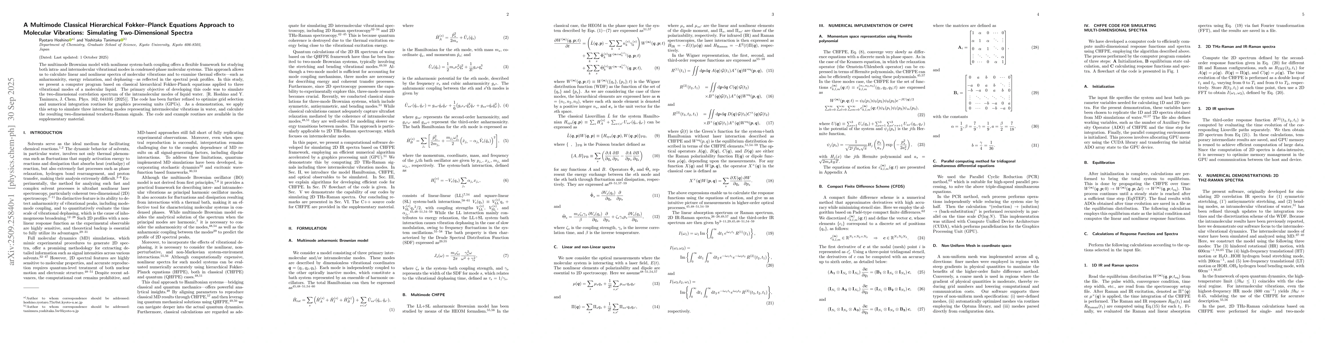 Thumbnail for A Multimode Classical Hierarchical Fokker-Planck Equations Approach to
  Molecular Vibrations: Simulating Two-Dimensional Spectra