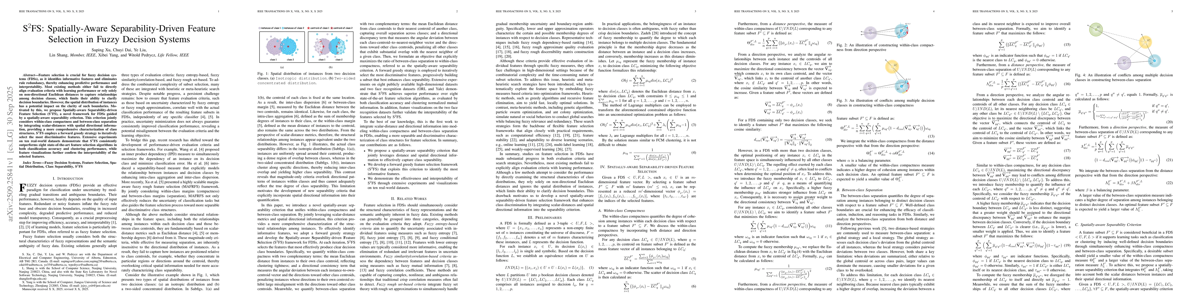 Thumbnail for S$^2$FS: Spatially-Aware Separability-Driven Feature Selection in Fuzzy
  Decision Systems