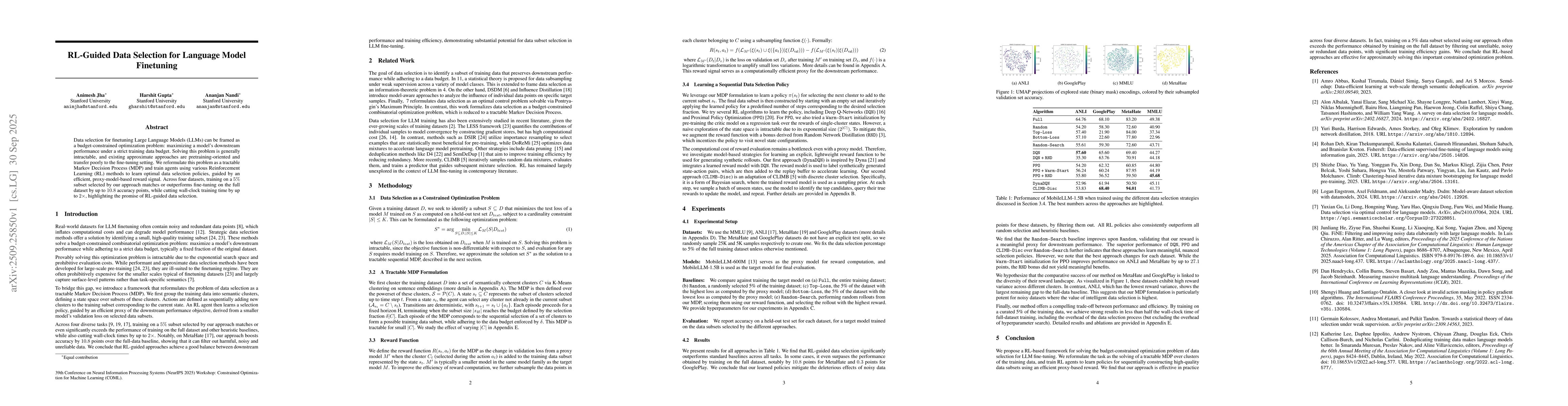 Thumbnail for RL-Guided Data Selection for Language Model Finetuning