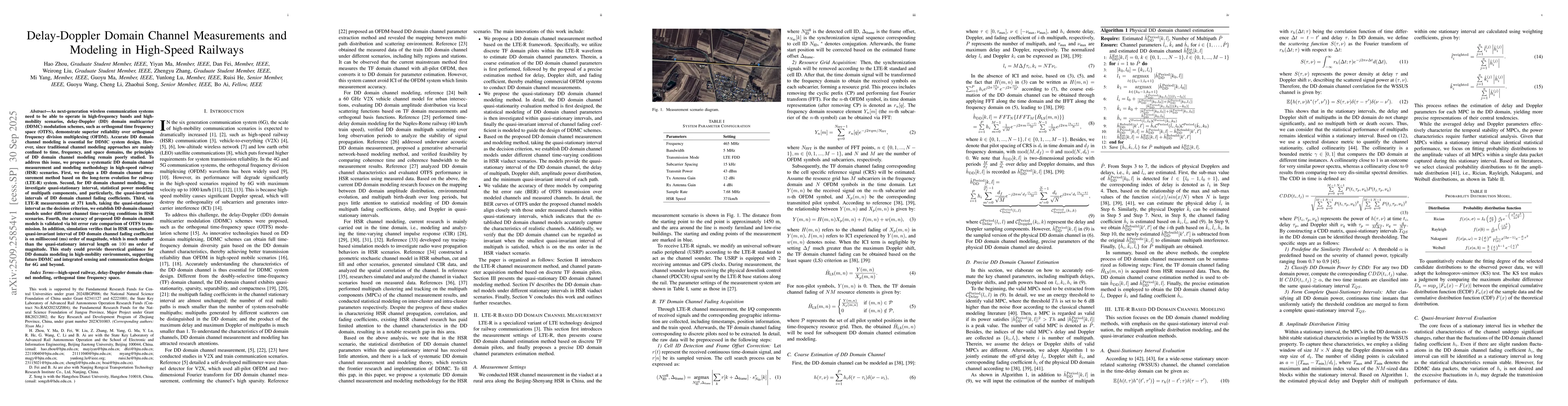 Thumbnail for Delay-Doppler Domain Channel Measurements and Modeling in High-Speed
  Railways