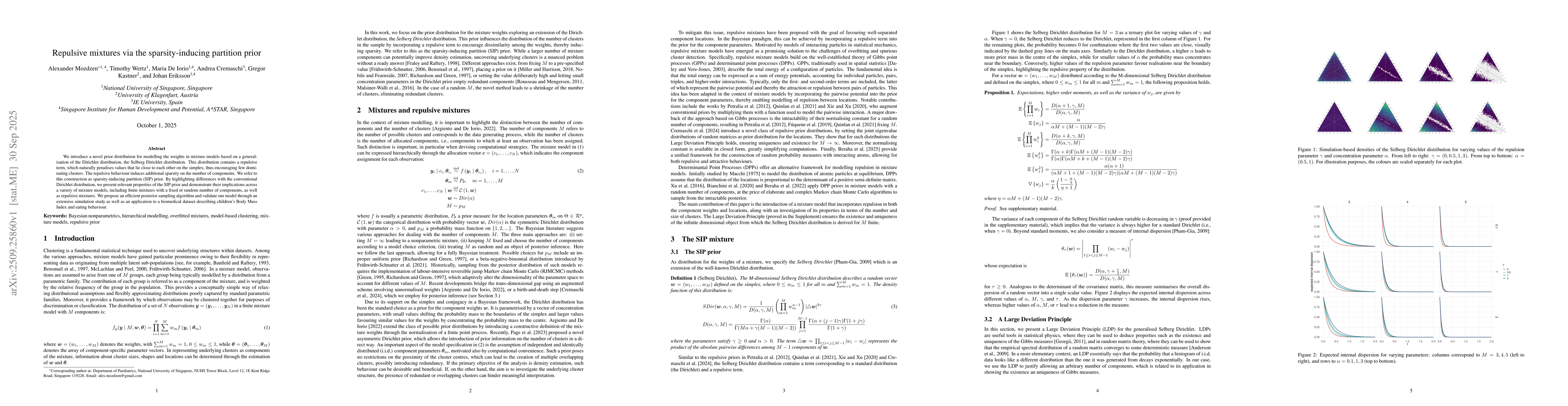 Thumbnail for Repulsive mixtures via the sparsity-inducing partition prior
