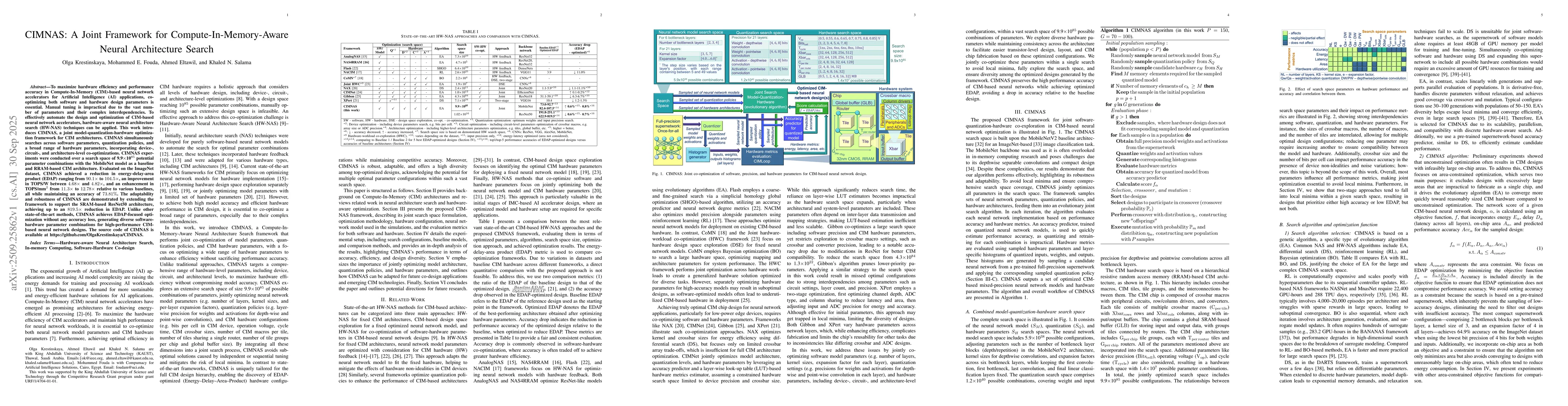 Thumbnail for CIMNAS: A Joint Framework for Compute-In-Memory-Aware Neural
  Architecture Search
