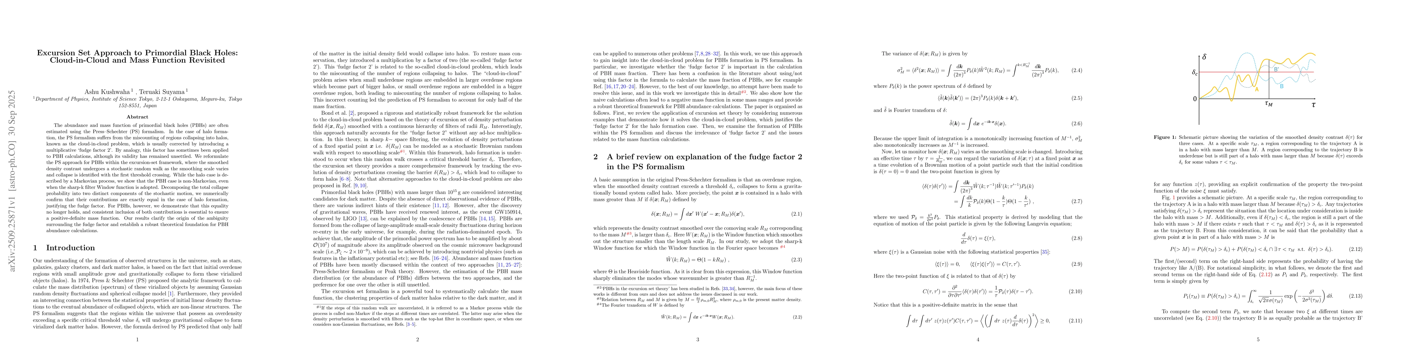 Thumbnail for Excursion Set Approach to Primordial Black Holes: Cloud-in-Cloud and
  Mass Function Revisited