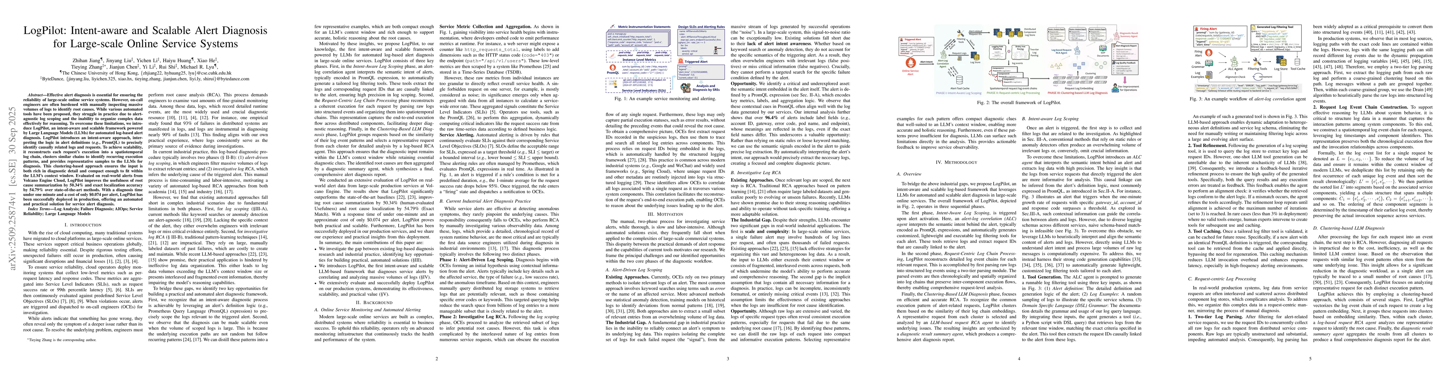 Thumbnail for LogPilot: Intent-aware and Scalable Alert Diagnosis for Large-scale
  Online Service Systems