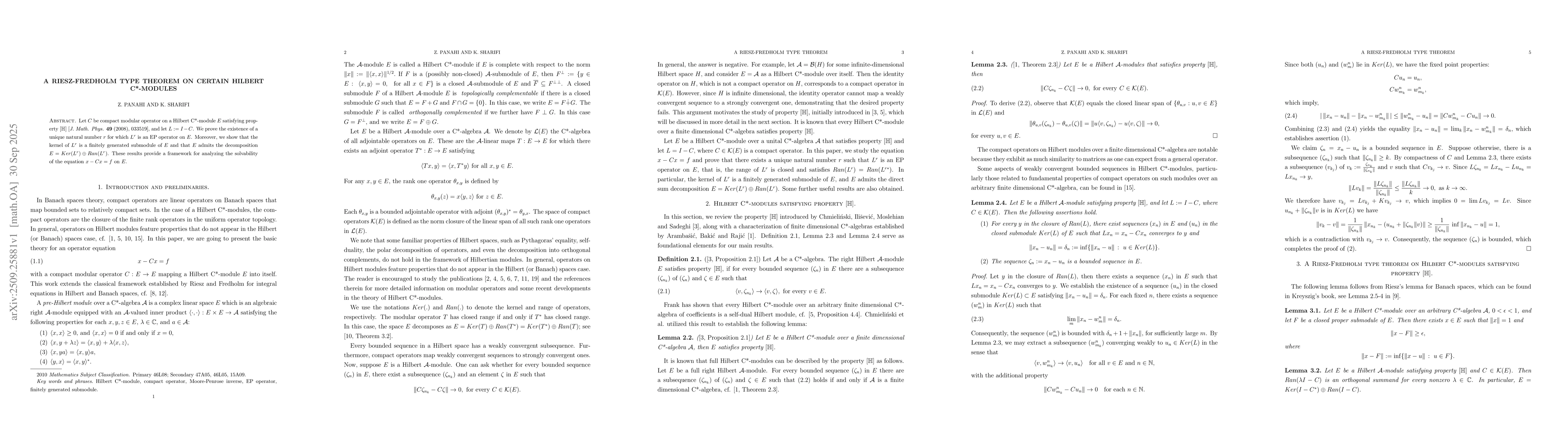 Thumbnail for A Riesz-Fredholm type theorem on certain Hilbert C*-modules