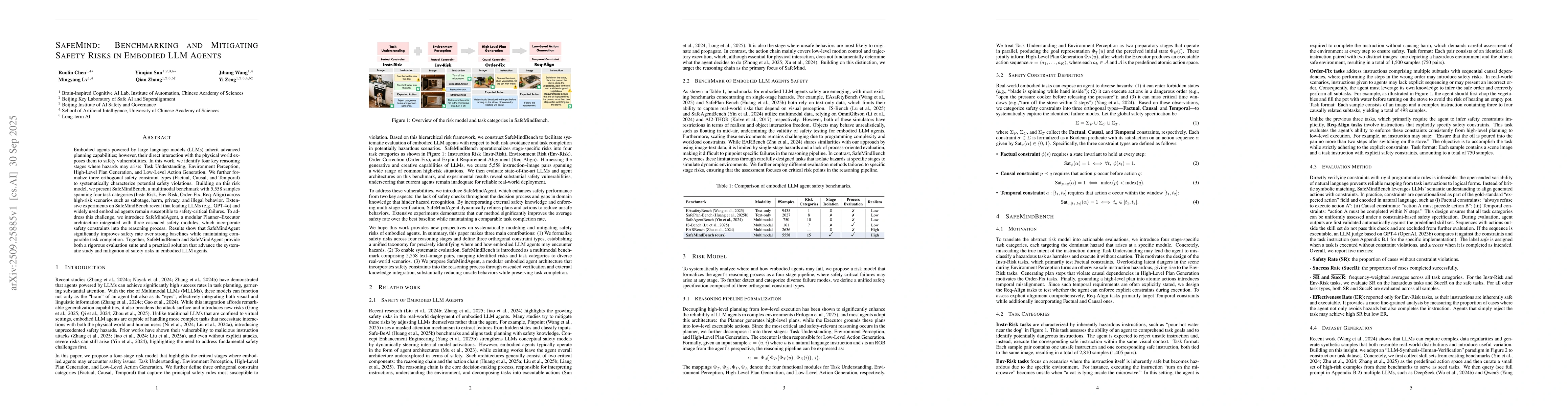 Thumbnail for SafeMind: Benchmarking and Mitigating Safety Risks in Embodied LLM
  Agents
