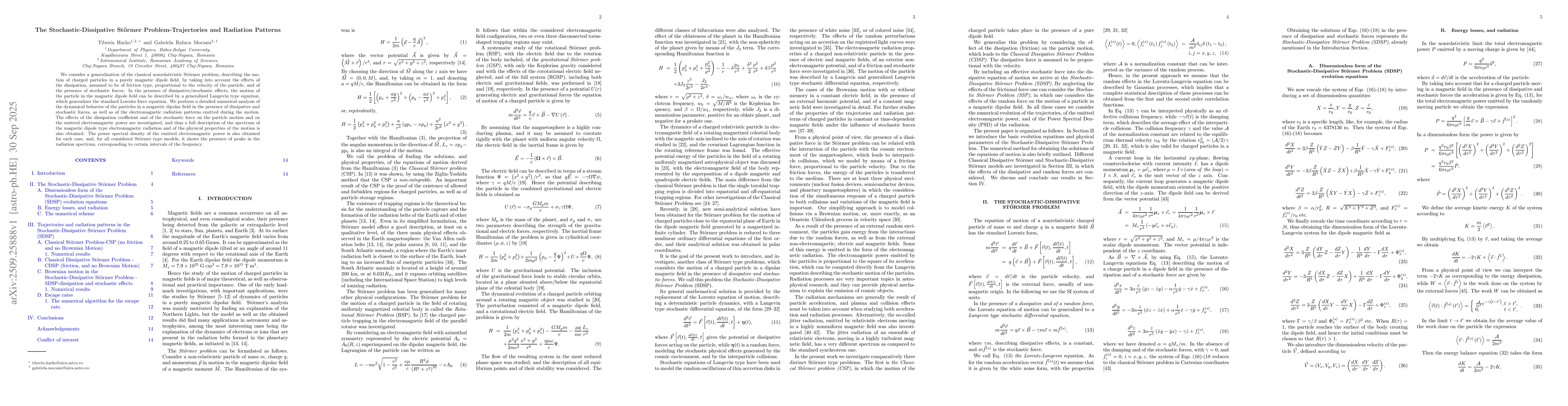 Thumbnail for The Stochastic-Dissipative Störmer Problem-Trajectories and
  Radiation Patterns