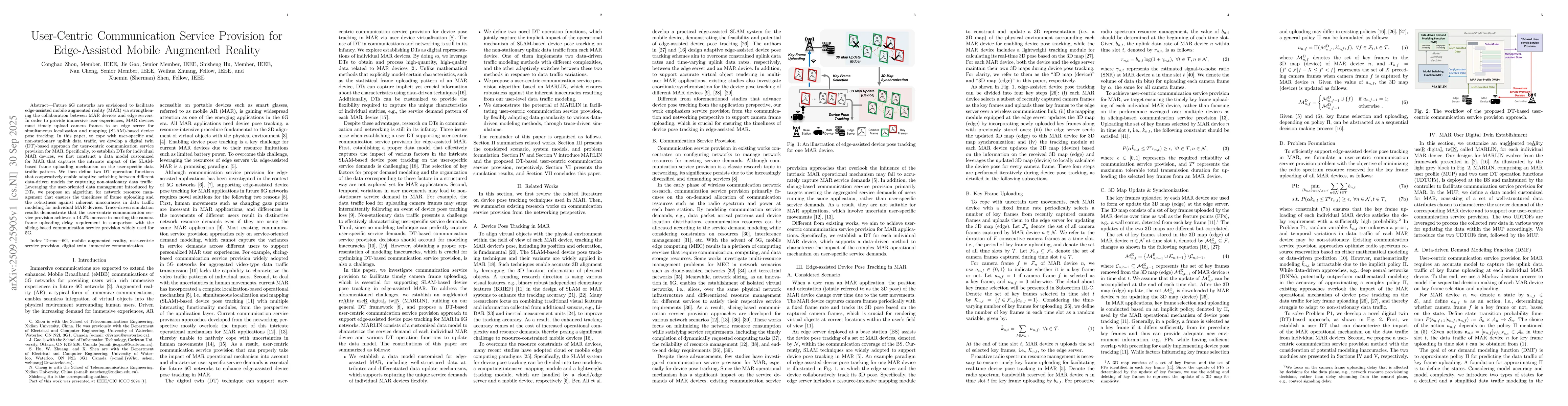 Thumbnail for User-Centric Communication Service Provision for Edge-Assisted Mobile
  Augmented Reality